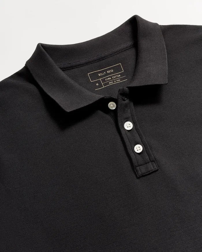 Men Polos Tees and Henleys Billy Reid Pique Polo Black