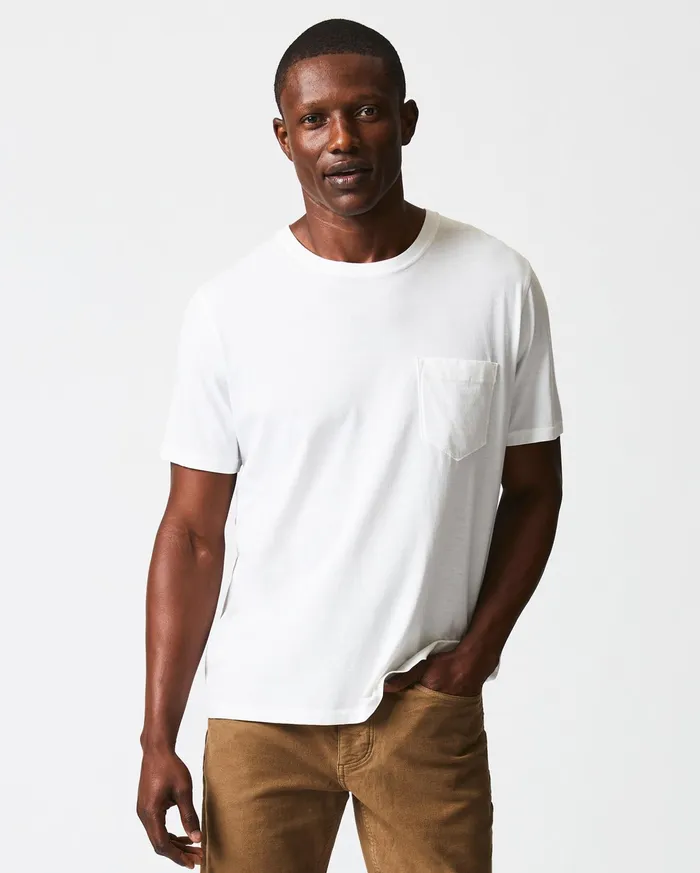 Men Polos Tees and Henleys Billy Reid Washed Tee White
