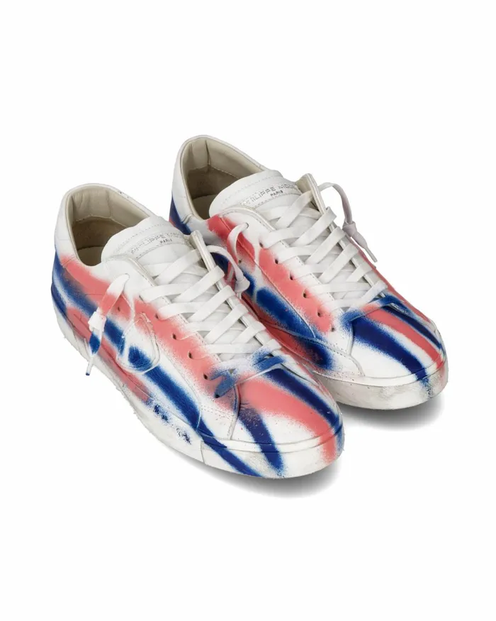 Men Prsx Sneakers White Blue Pink Shoes Philippe Model Paris Casual