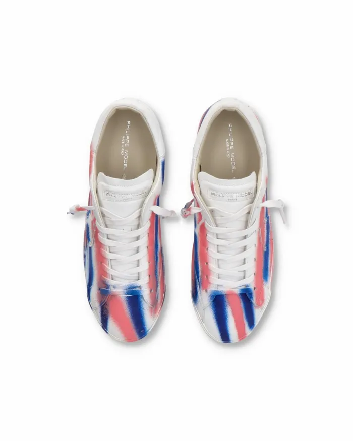 Men Prsx Sneakers White Blue Pink Shoes Philippe Model Paris Casual