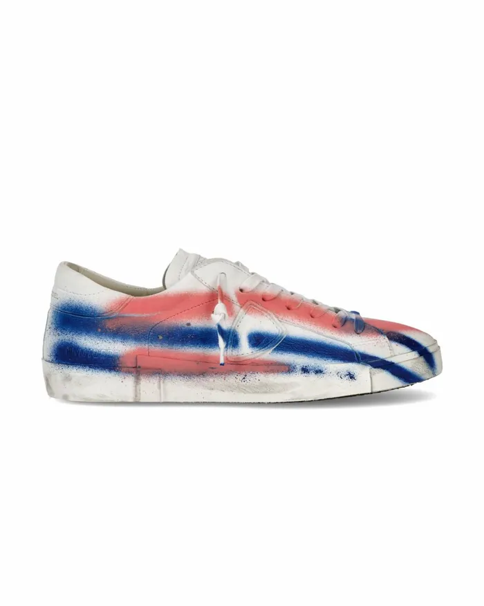 Men Prsx Sneakers White Blue Pink Shoes Philippe Model Paris Casual