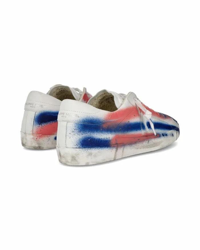 Men Prsx Sneakers White Blue Pink Shoes Philippe Model Paris Casual
