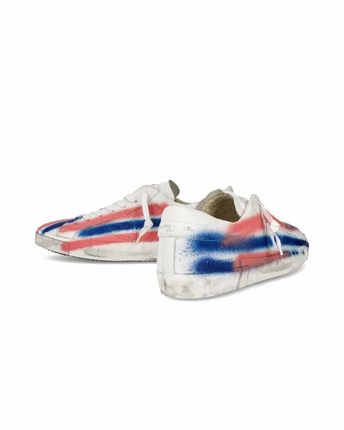 Men Prsx Sneakers White Blue Pink Shoes Philippe Model Paris Casual