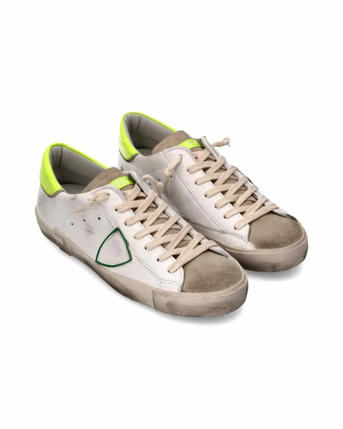 Men Prsx Sneakers WhiteYellow Shoes Philippe Model Paris Casual