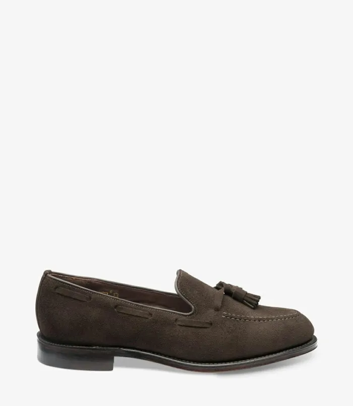 Men Russell Chocolate Brown Suede Loake Loafers