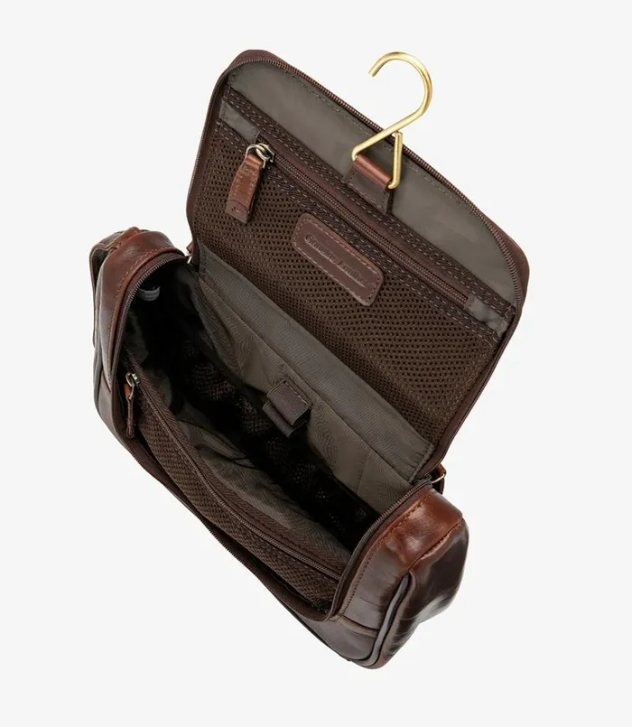 Men Severn Wash Bag Brown Loake Overnight and Wash Bags