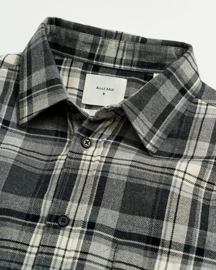 Men Shirting Billy Reid Brushed Bold Plaid Tuscumbia Shirt Greyblack