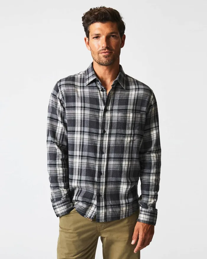 Men Shirting Billy Reid Brushed Bold Plaid Tuscumbia Shirt Greyblack