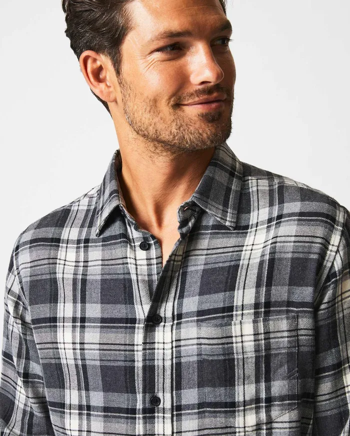 Men Shirting Billy Reid Brushed Bold Plaid Tuscumbia Shirt Greyblack