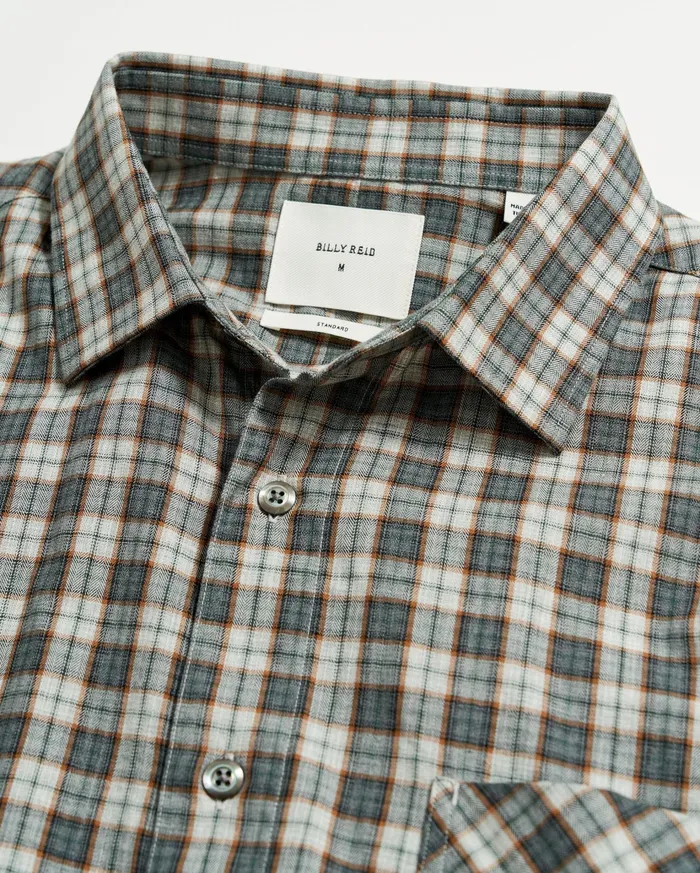 Men Shirting Billy Reid Herringbone Plaid John T Shirt Greytan