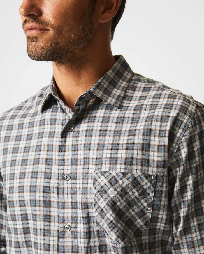 Men Shirting Billy Reid Herringbone Plaid John T Shirt Greytan