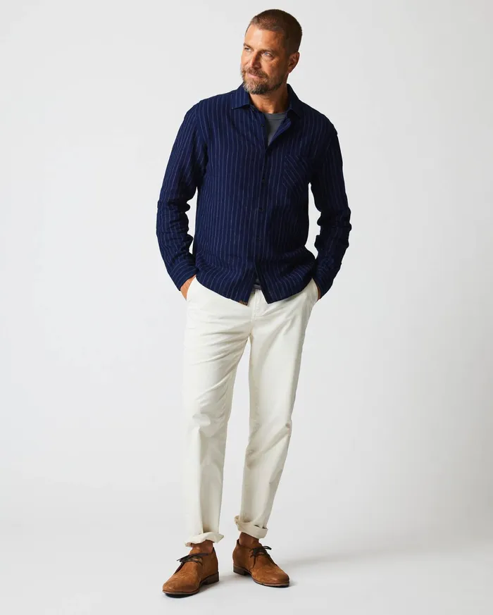 Men Shirting Billy Reid John T Shirt Indigowhite