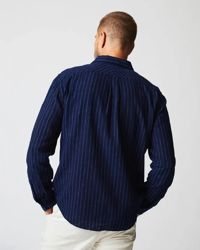 Men Shirting Billy Reid John T Shirt Indigowhite