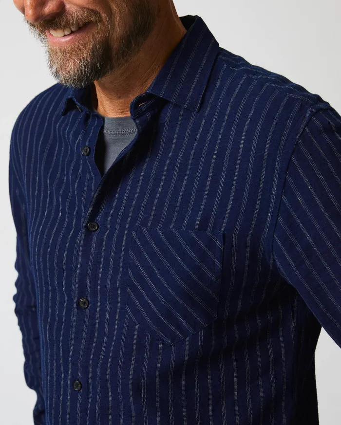 Men Shirting Billy Reid John T Shirt Indigowhite