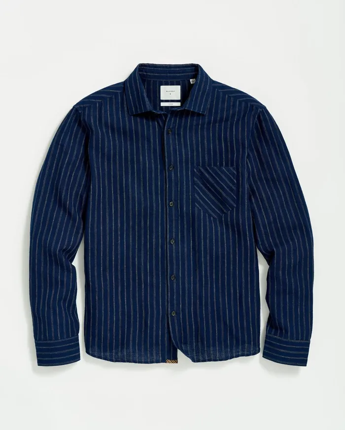 Men Shirting Billy Reid John T Shirt Indigowhite