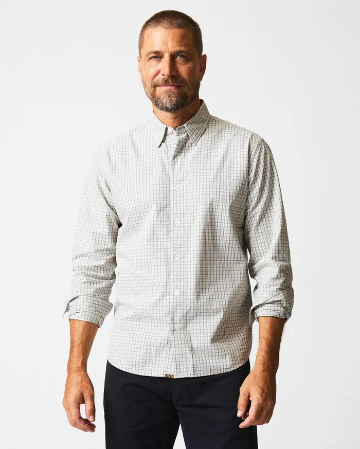 Men Shirting Billy Reid Melange Check Tuscumbia Shirt Light Grayyellow