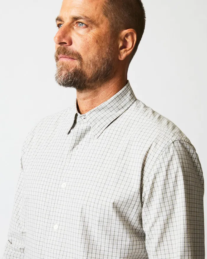 Men Shirting Billy Reid Melange Check Tuscumbia Shirt Light Grayyellow