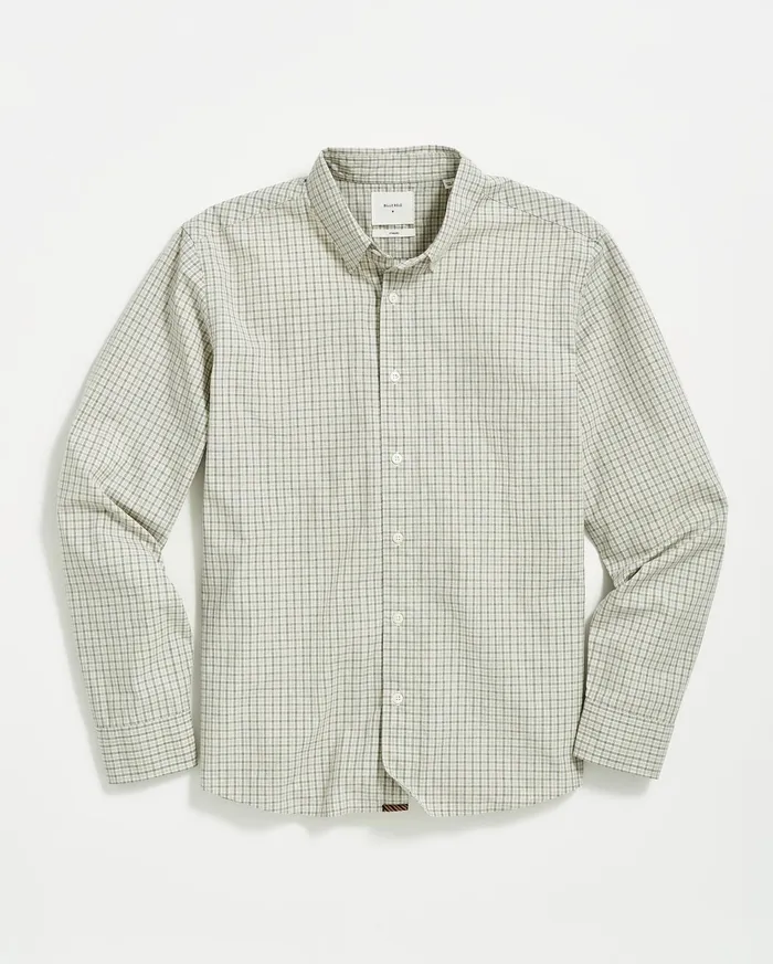 Men Shirting Billy Reid Melange Check Tuscumbia Shirt Light Grayyellow