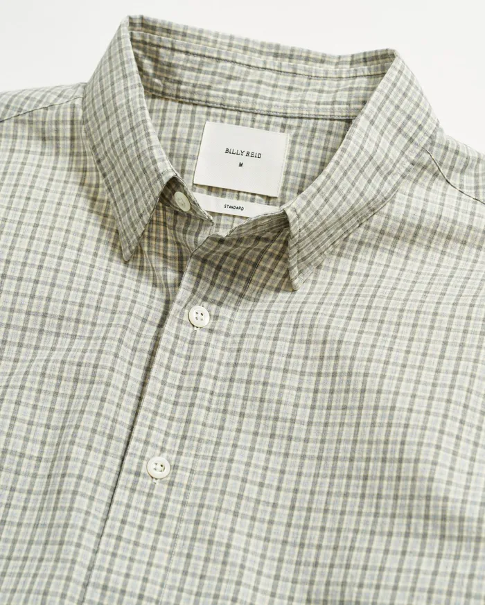 Men Shirting Billy Reid Melange Check Tuscumbia Shirt Light Grayyellow