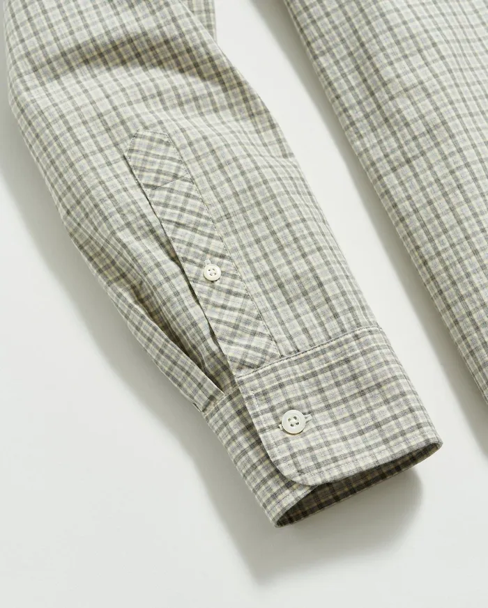Men Shirting Billy Reid Melange Check Tuscumbia Shirt Light Grayyellow
