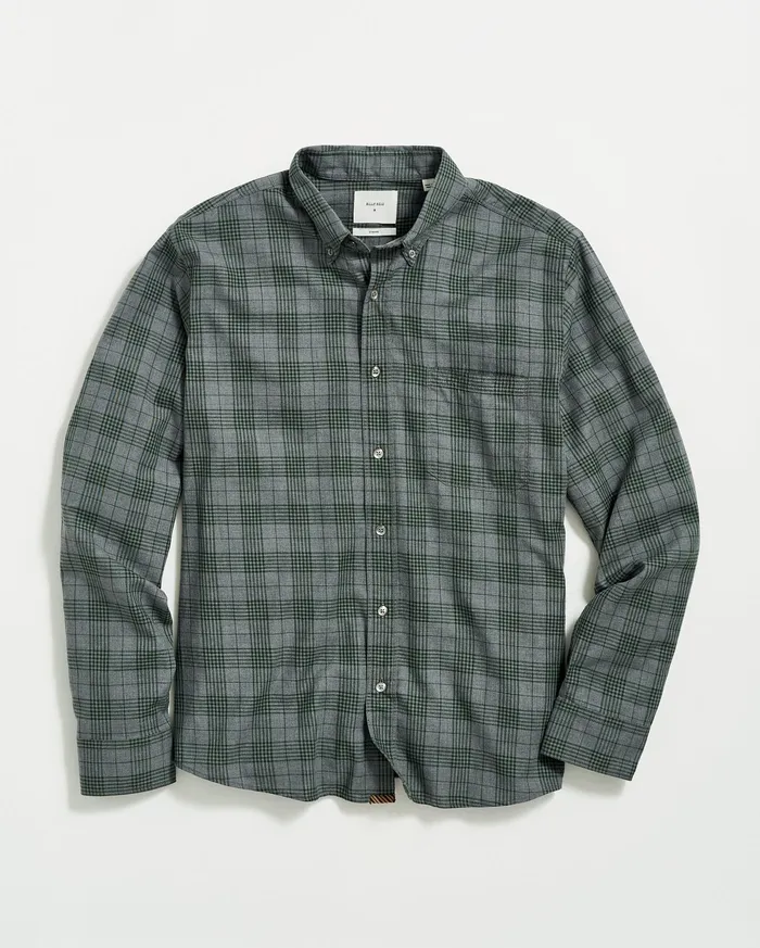Men Shirting Billy Reid Melange Plaid Tuscumbia Shirt Bd Charcoalgreen