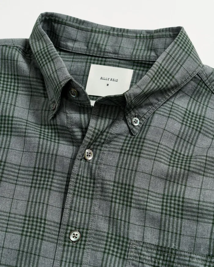 Men Shirting Billy Reid Melange Plaid Tuscumbia Shirt Bd Charcoalgreen