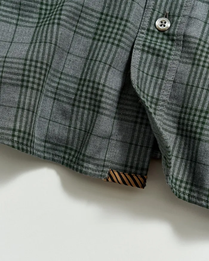 Men Shirting Billy Reid Melange Plaid Tuscumbia Shirt Bd Charcoalgreen