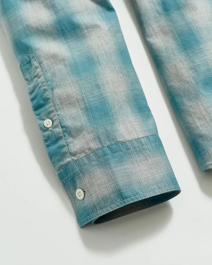 Men Shirting Billy Reid Melange Shadow Plaid Tuscumbia Shirt Greysmoke Blue