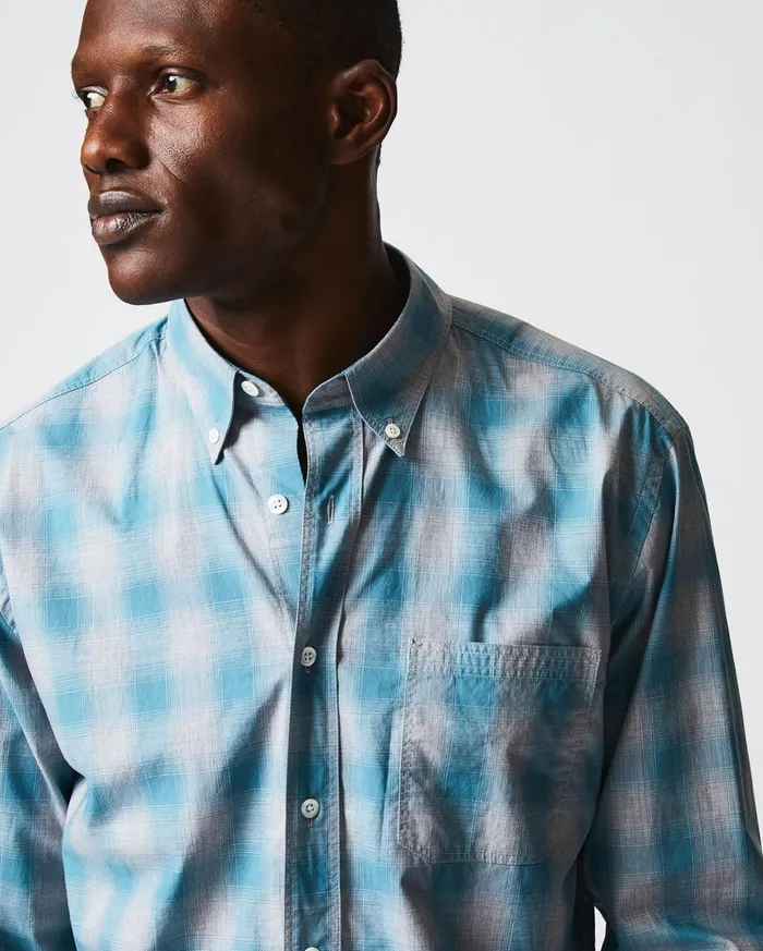 Men Shirting Billy Reid Melange Shadow Plaid Tuscumbia Shirt Greysmoke Blue