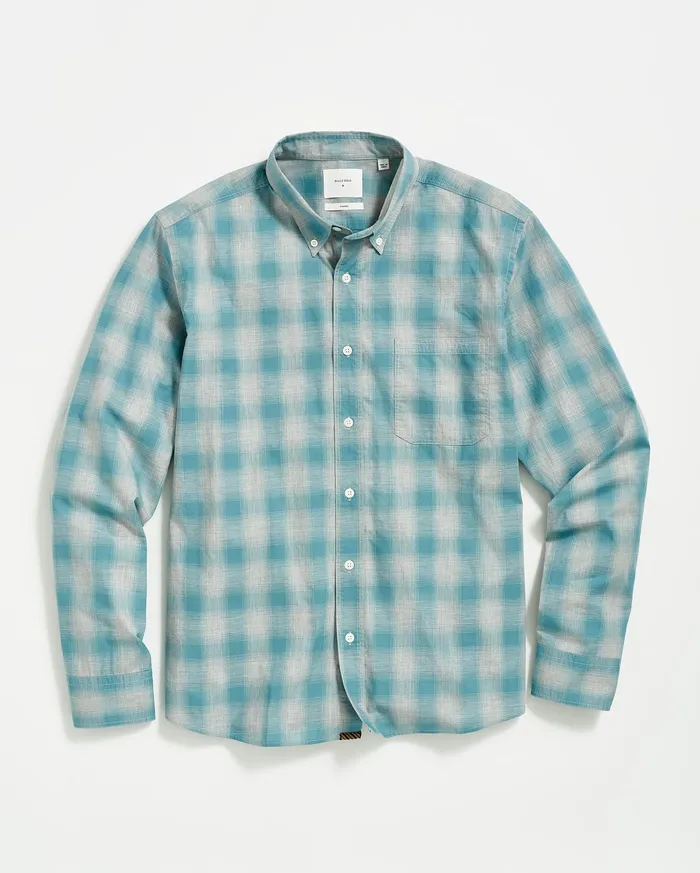 Men Shirting Billy Reid Melange Shadow Plaid Tuscumbia Shirt Greysmoke Blue