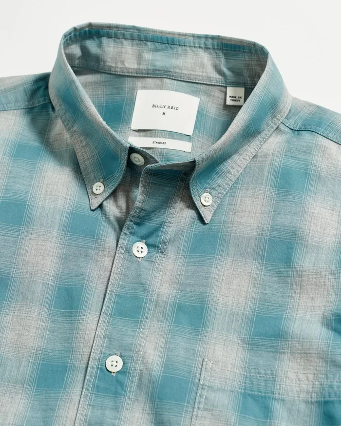Men Shirting Billy Reid Melange Shadow Plaid Tuscumbia Shirt Greysmoke Blue