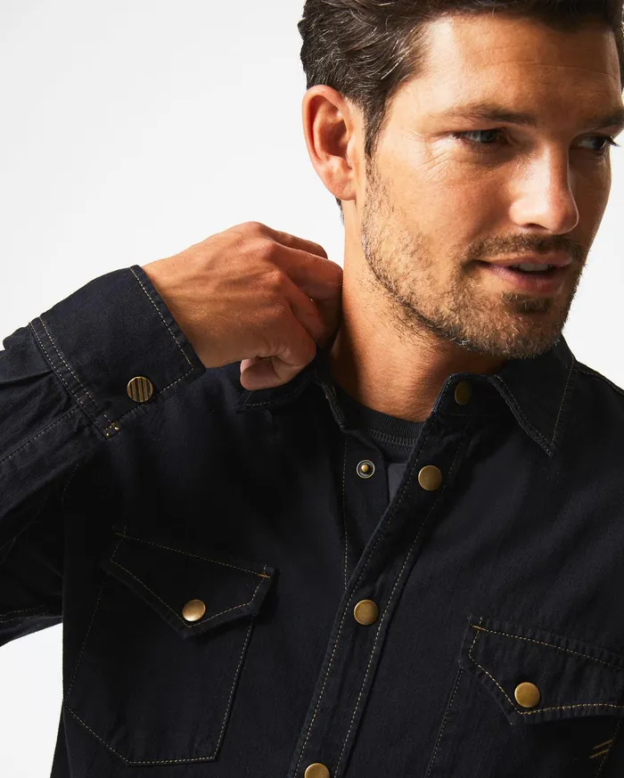 Men Shirting Billy Reid Shoals Denim Shirt Black