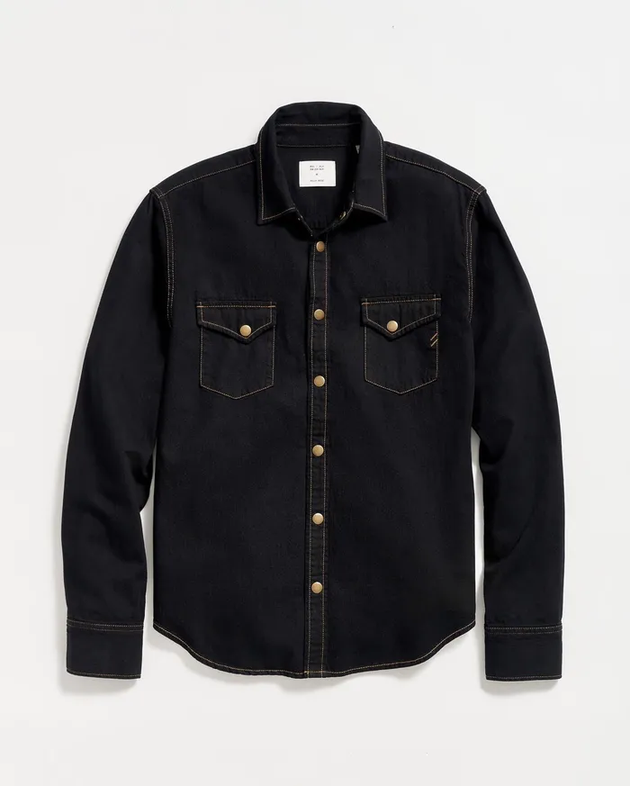 Men Shirting Billy Reid Shoals Denim Shirt Black