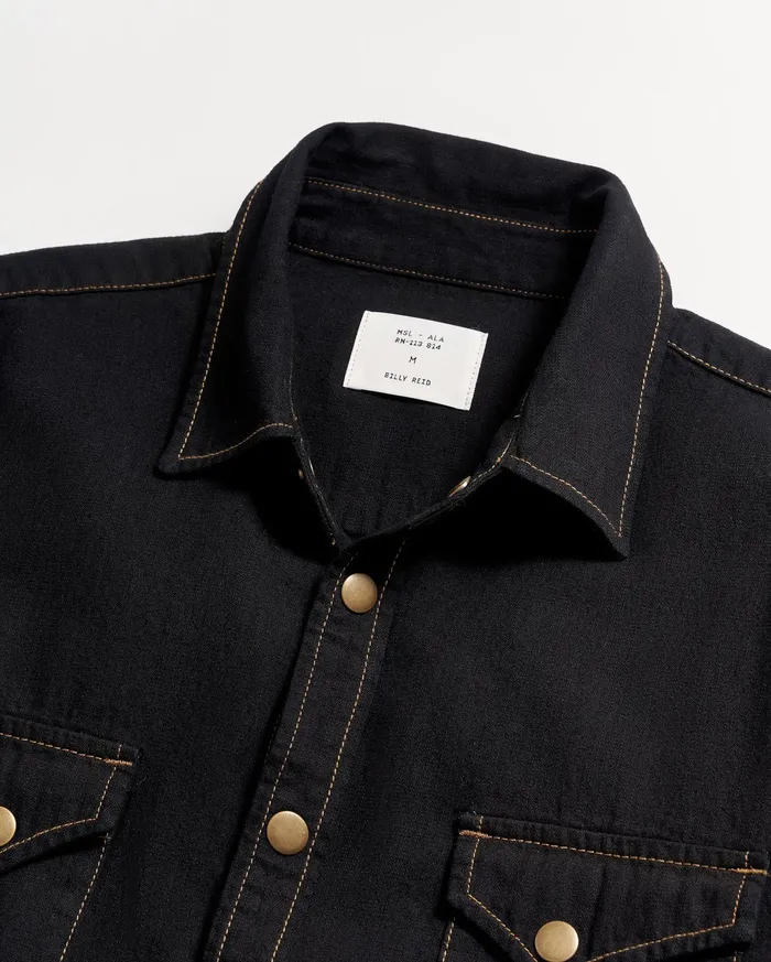 Men Shirting Billy Reid Shoals Denim Shirt Black
