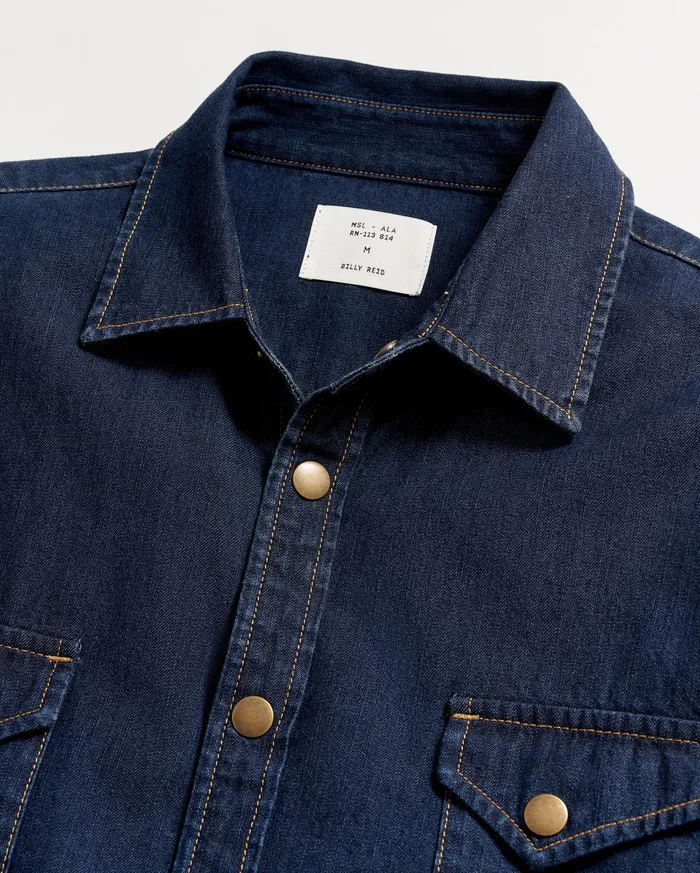Men Shirting Billy Reid Shoals Denim Shirt Double Dye