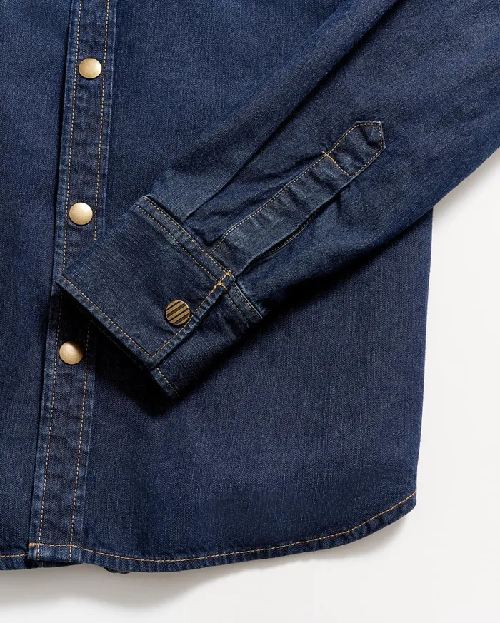 Men Shirting Billy Reid Shoals Denim Shirt Double Dye