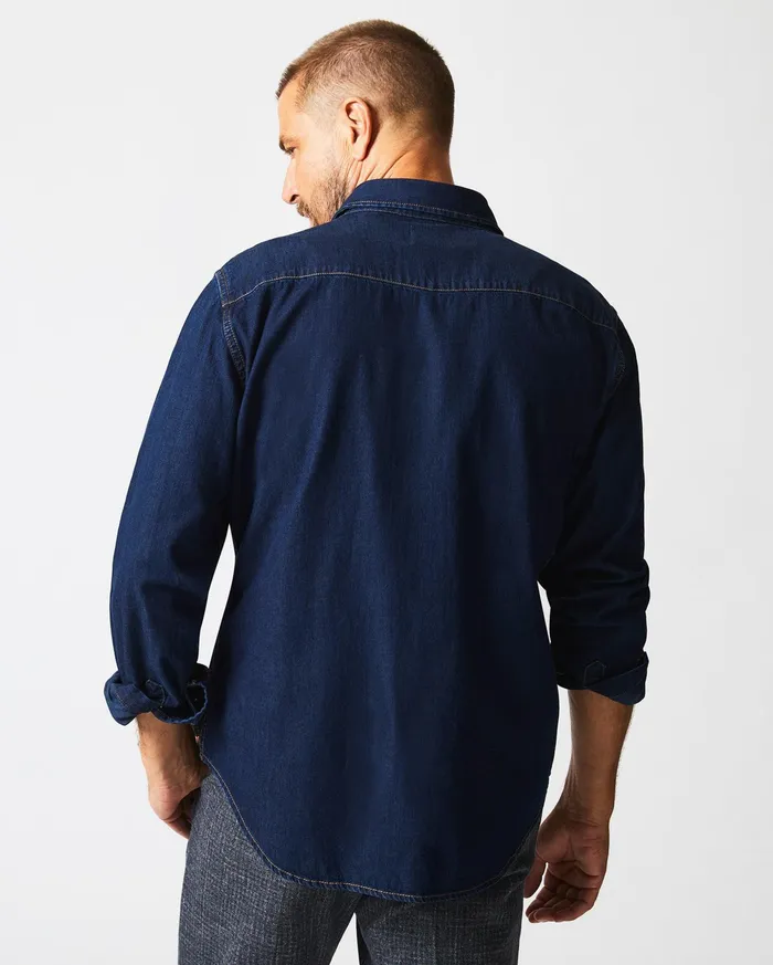Men Shirting Billy Reid Shoals Denim Shirt Double Dye