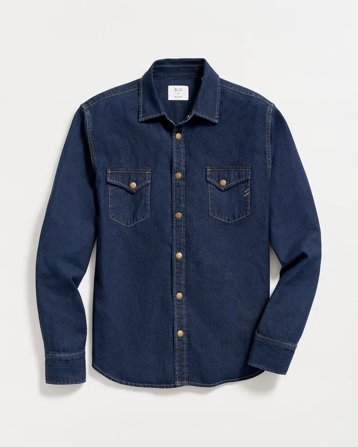 Men Shirting Billy Reid Shoals Denim Shirt Double Dye