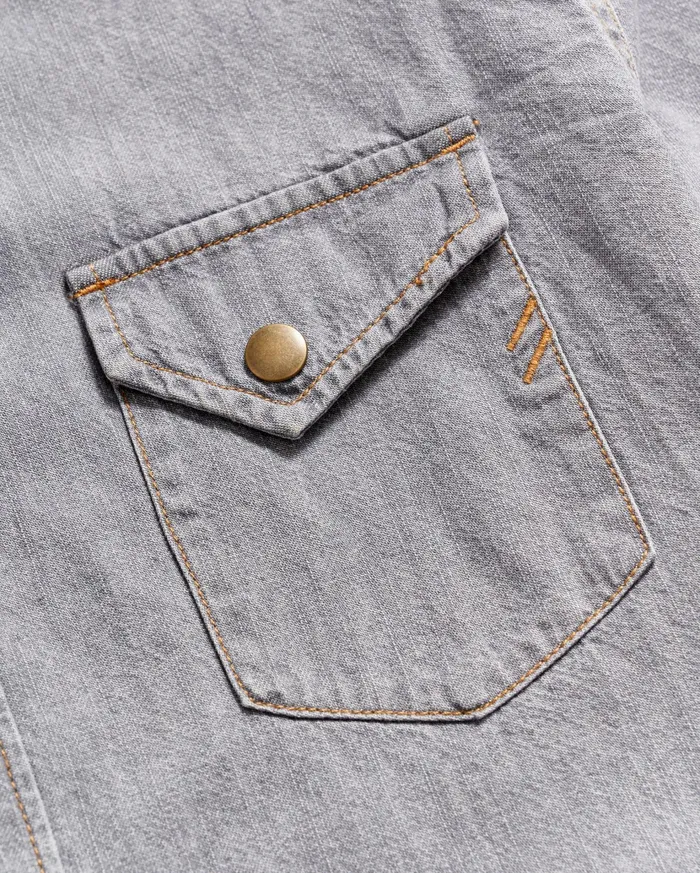 Men Shirting Billy Reid Shoals Denim Shirt Grey Wash