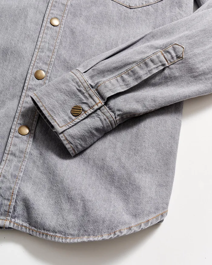 Men Shirting Billy Reid Shoals Denim Shirt Grey Wash