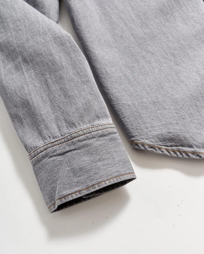 Men Shirting Billy Reid Shoals Denim Shirt Grey Wash