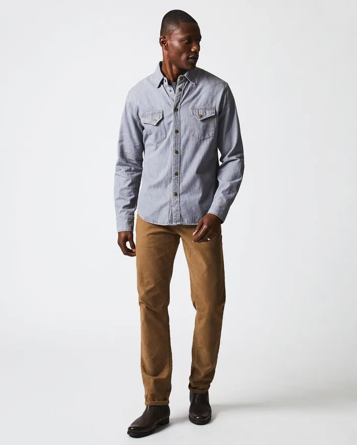 Men Shirting Billy Reid Shoals Denim Shirt Grey Wash