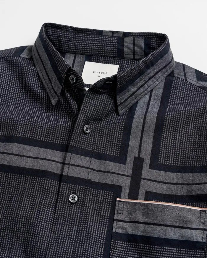 Men Shirting Billy Reid Textured Plaid Msl 1Pocket Shirt Blackdark Brown