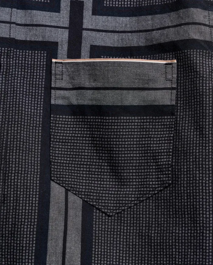 Men Shirting Billy Reid Textured Plaid Msl 1Pocket Shirt Blackdark Brown