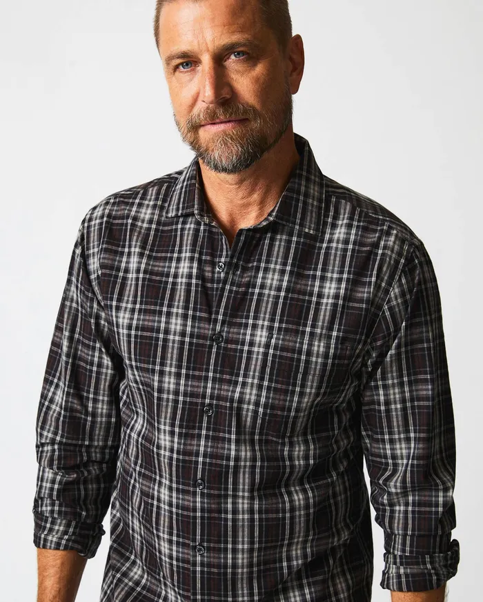 Men Shirting Billy Reid Tonal Plaid Tuscumbia Shirt Blackmulti