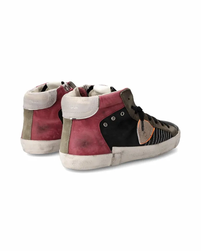 Men Sneakers Prsx Tennis Black Burgundy Philippe Model Paris Casual