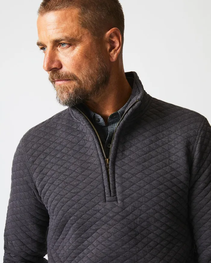 Men Sweaters and Sweatshirts Billy Reid Diamond Quilt Half Zip Black