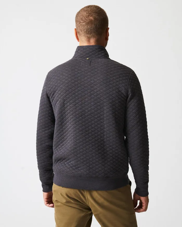 Men Sweaters and Sweatshirts Billy Reid Diamond Quilt Half Zip Black