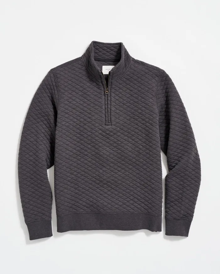 Men Sweaters and Sweatshirts Billy Reid Diamond Quilt Half Zip Black