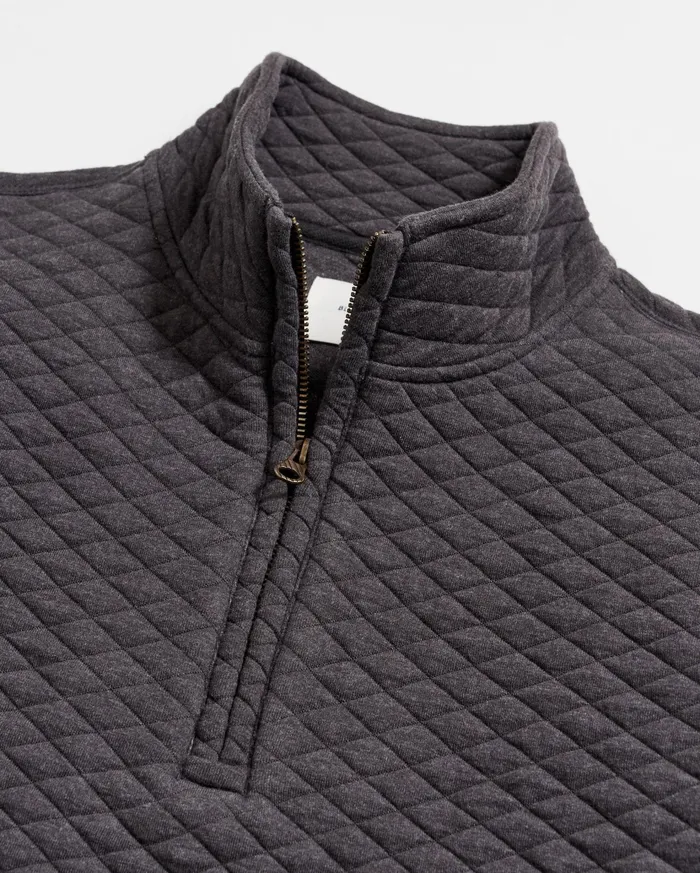Men Sweaters and Sweatshirts Billy Reid Diamond Quilt Half Zip Black